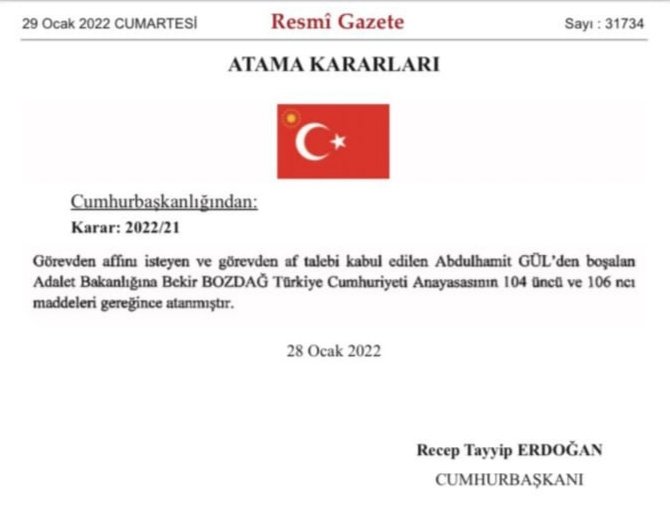 Yeni Adalet Bakanı Bekir Bozdağ