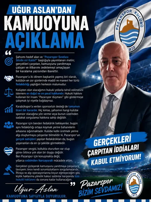 Uğur Aslan'dan açıklama: "Hukuki haklarımı kullanacağım"